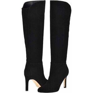 Nine West Wide Calf Black Tall Boots Knee High 100% Sued Size 7 NEW